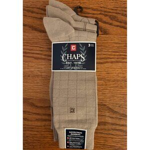 Chaps Men's Rayon Bamboo Socks 3-Pack Tan Antibacterial Non-Binding Size 7-12